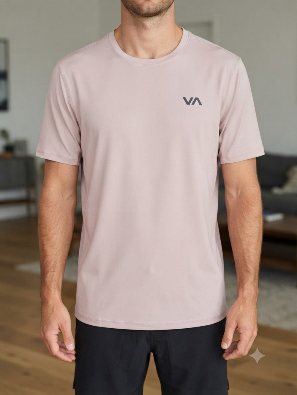 RVCA VA Logo Men’s Crew Neck T-Shirt in Pale Pink